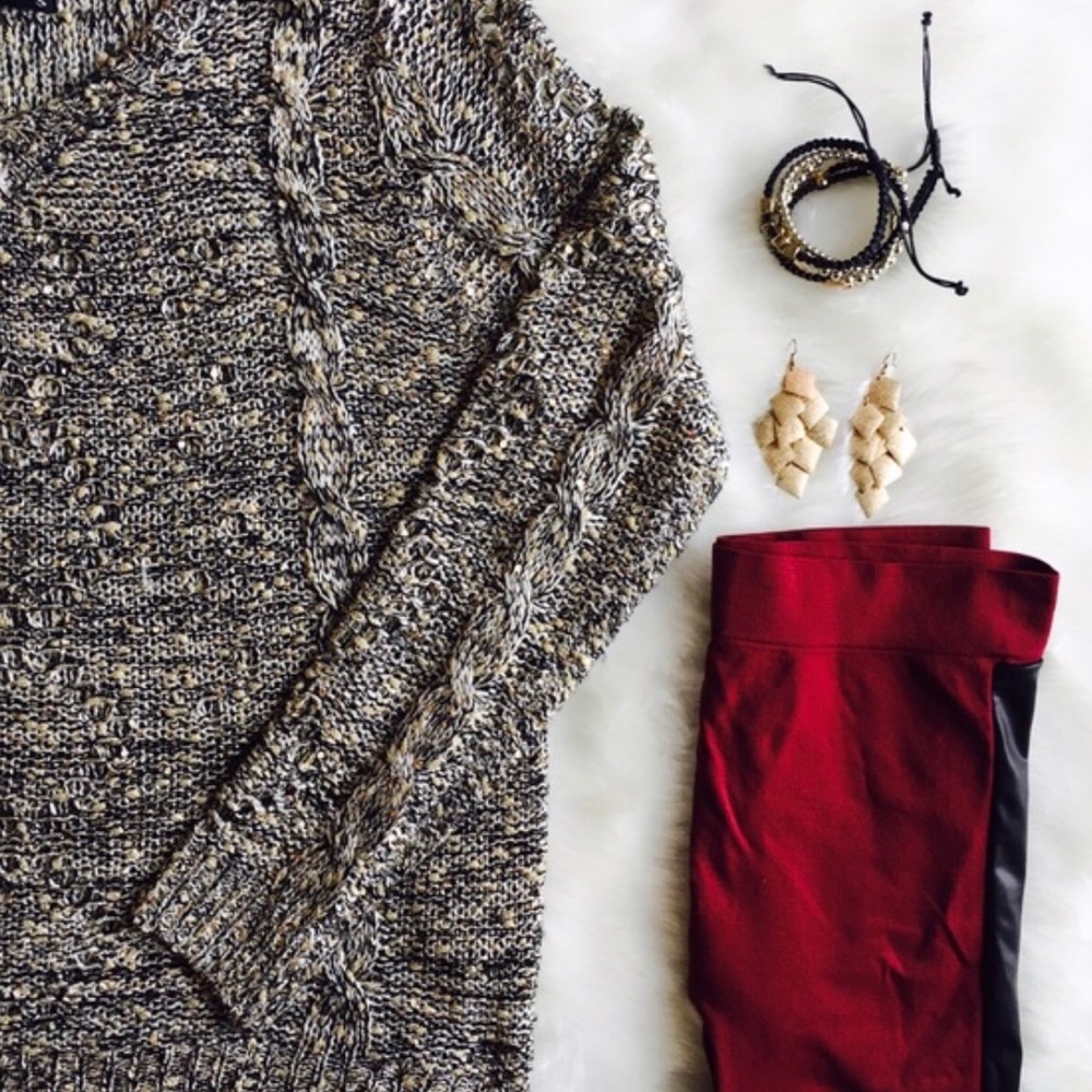 Black and Gold Sequin Sweater - Size Small